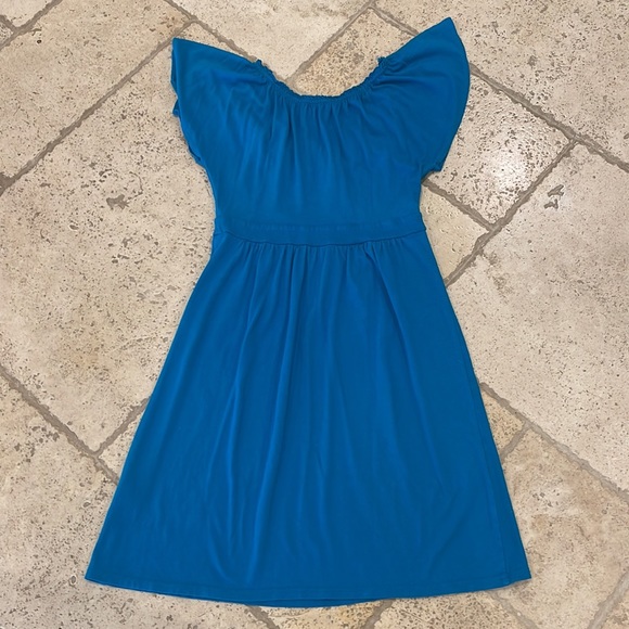 Express Turquoise Flowy Casual Dress - Picture 3 of 4